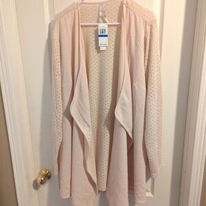 Melissa McCarthy Seven7 Pale Pink Open-Front Draped Cardigan